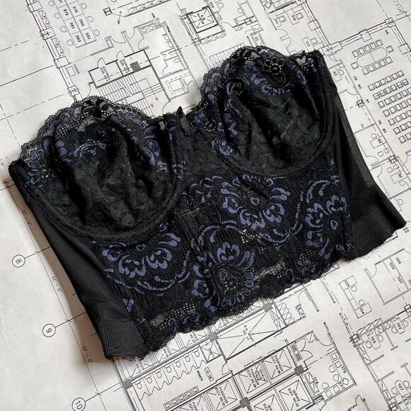 Vintage 90s black and blue corset